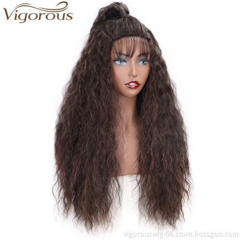 Vigorous 26 Inch Afro Kinky Hair Wigs for Black Women Brown Color Synthetic Heat Resistant Fiber African American Wigs